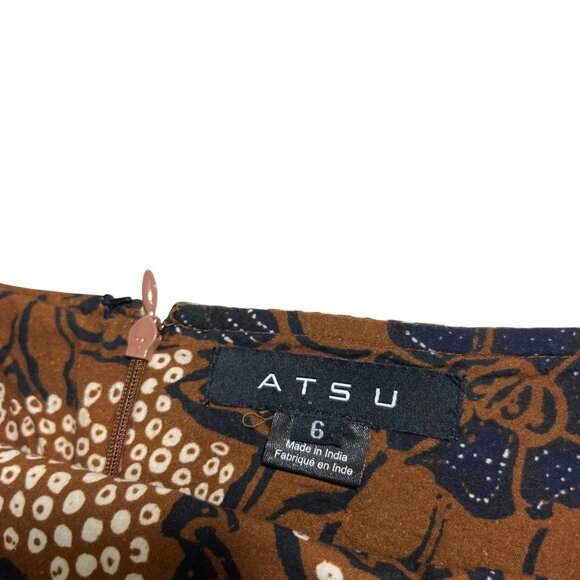 30% off! Anthropologie Skirt women's 6 brown black patterned pencil skirt ruffle - Picture 2 of 8